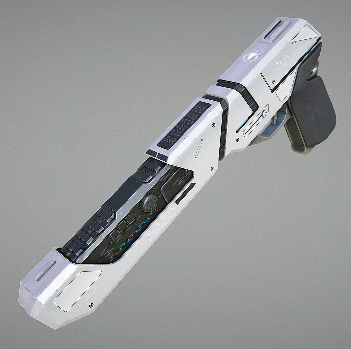 Laser Pistol Blaster PBR Low-poly 3D model_7