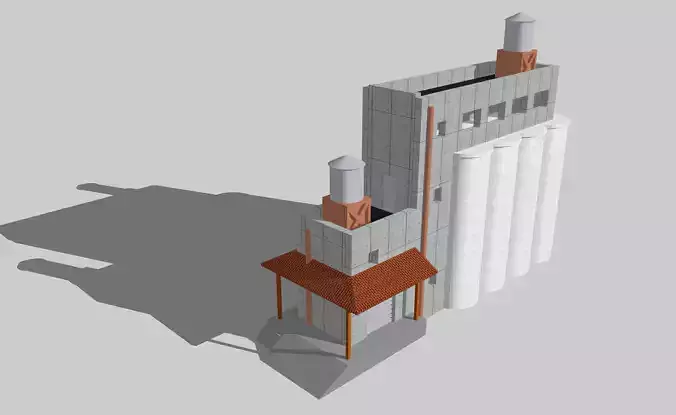 Industrial Facility Grain Silos by Outland Models
