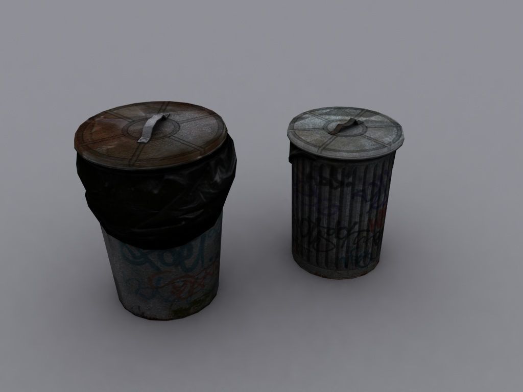 Garbage Barrels Low-poly 3D model_4