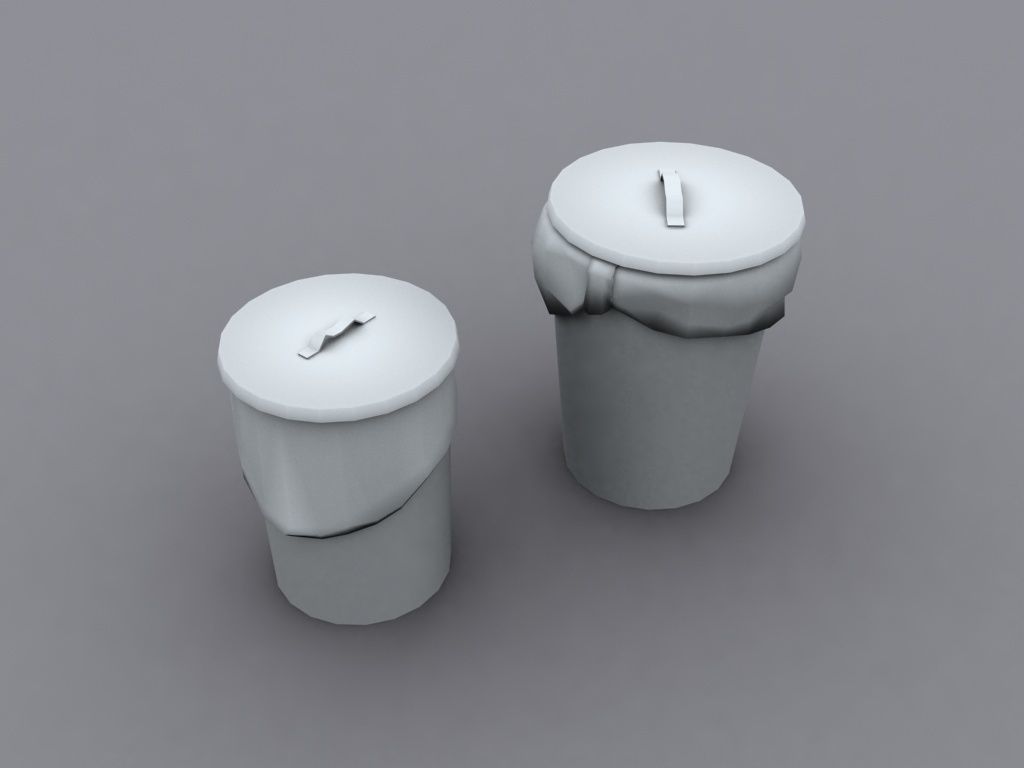 Garbage Barrels Low-poly 3D model_6