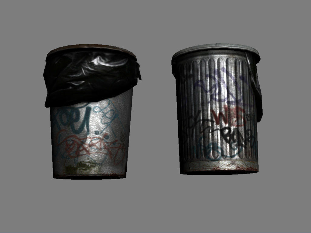 Garbage Barrels Low-poly 3D model_2