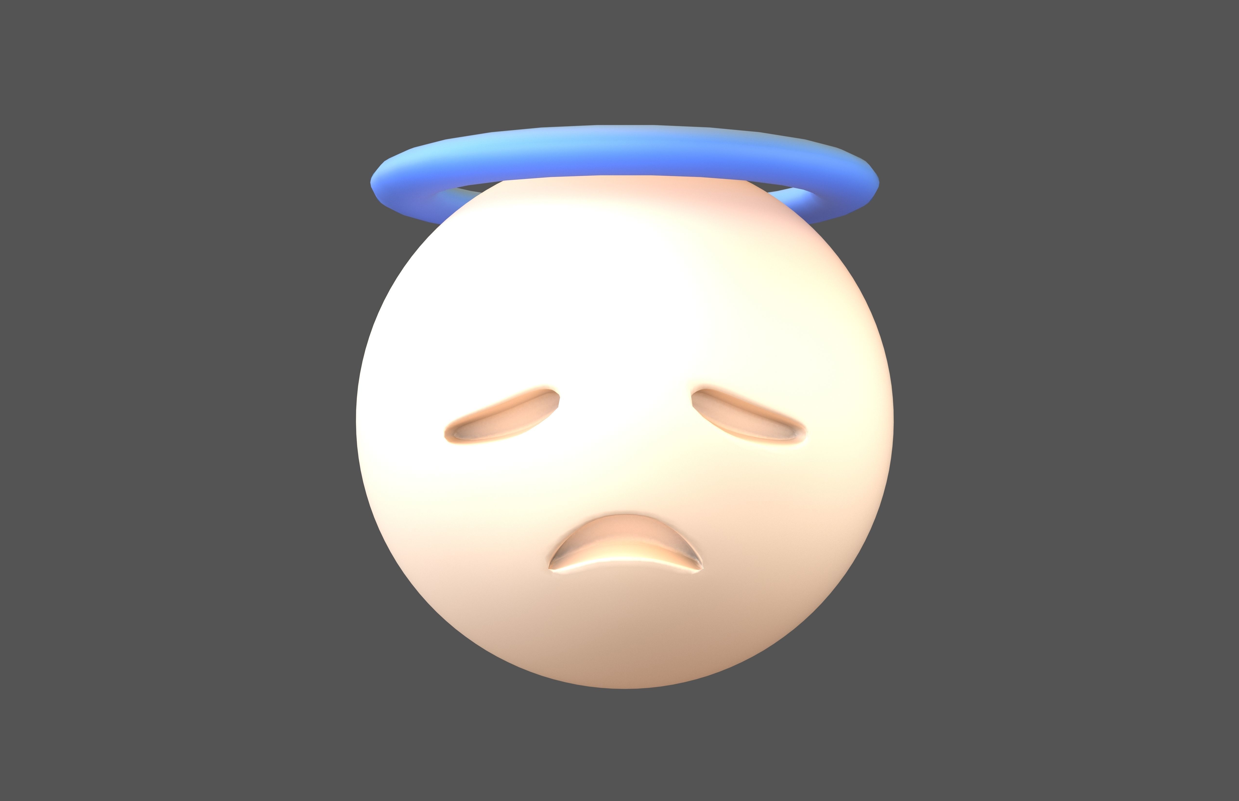 Disappointed Face with Halo v1 009 Low-poly 3D model_1