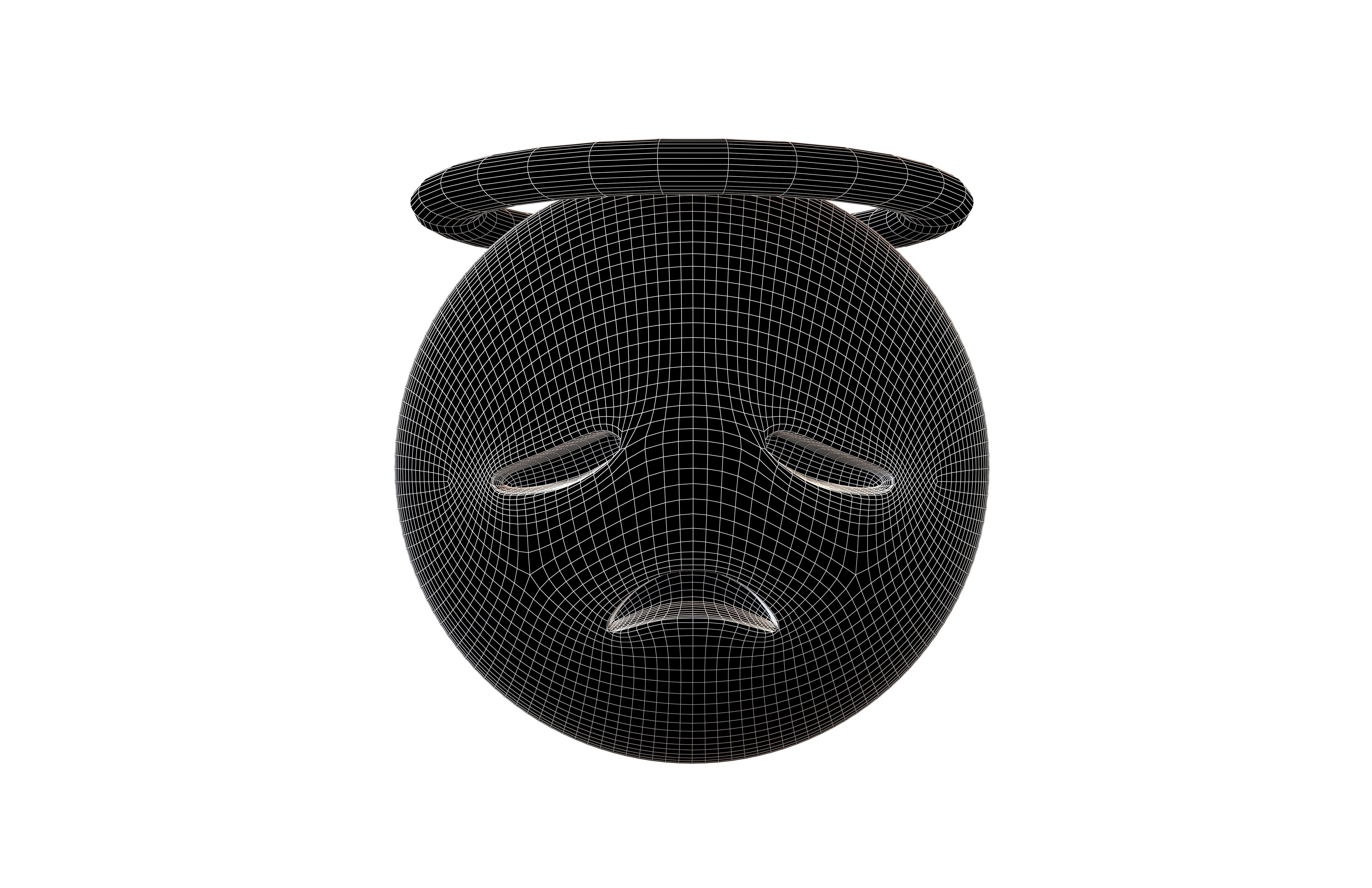 Disappointed Face with Halo v1 009 Low-poly 3D model_7