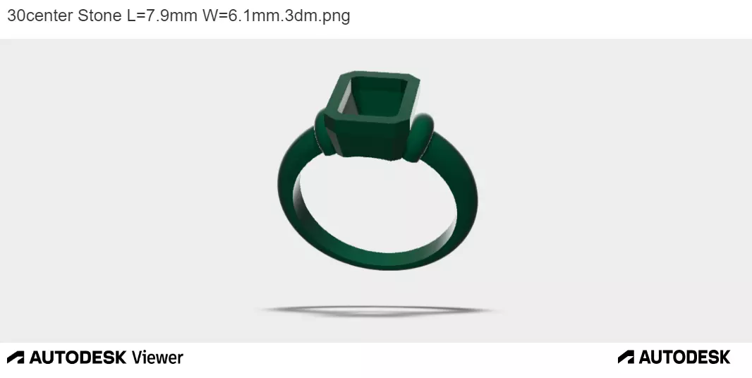 Mens 3D Ring Model with Emerald-Cut Stone 3D print model
