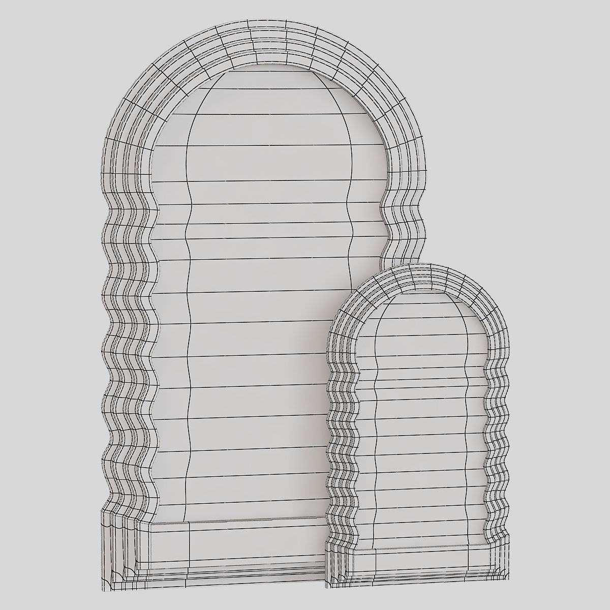 WAVE MID-CENTURY VINTAGE RETRO WAVY CURVY STANDING MIRROR 3D model_2