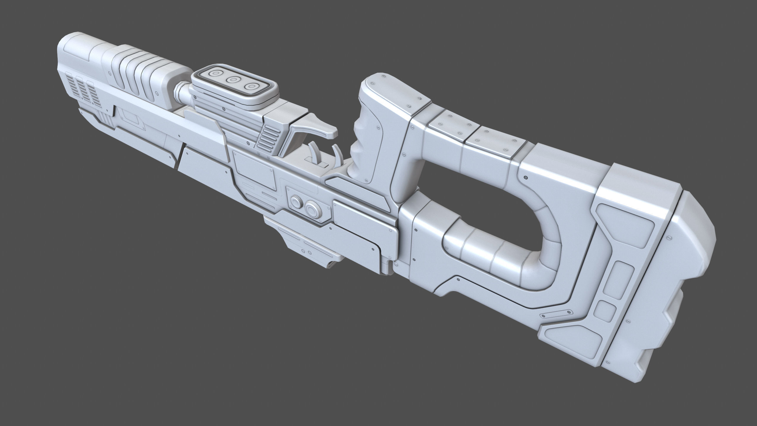 Laser Rifle Gun PBR Low-poly 3D model_7