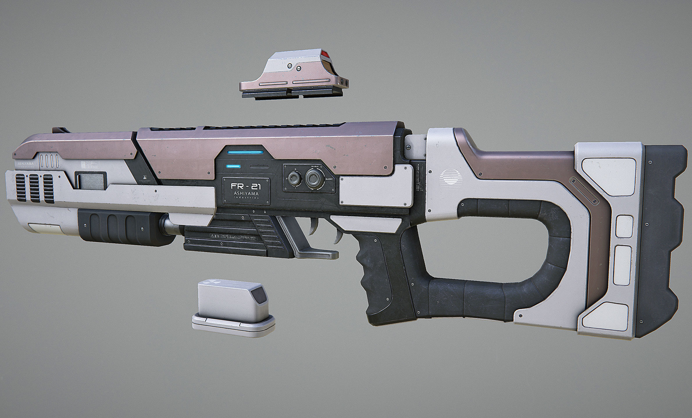 Laser Rifle Gun PBR Low-poly 3D model_15