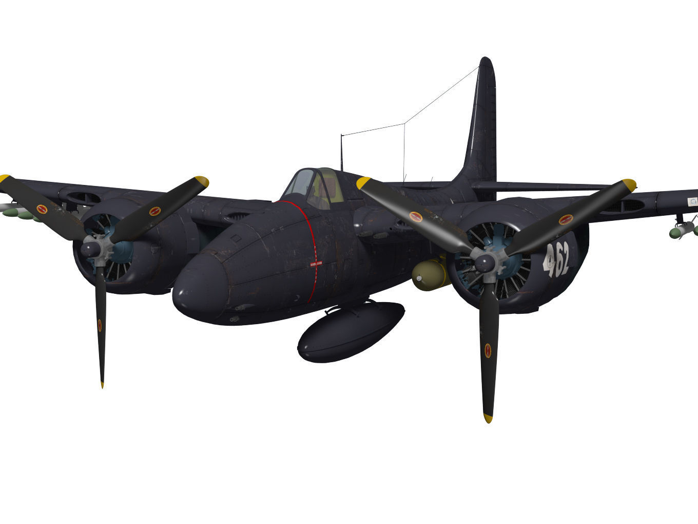Grumman F7F Tigercat 3D model_4