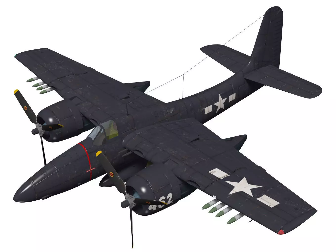 Grumman F7F Tigercat 3D model_0