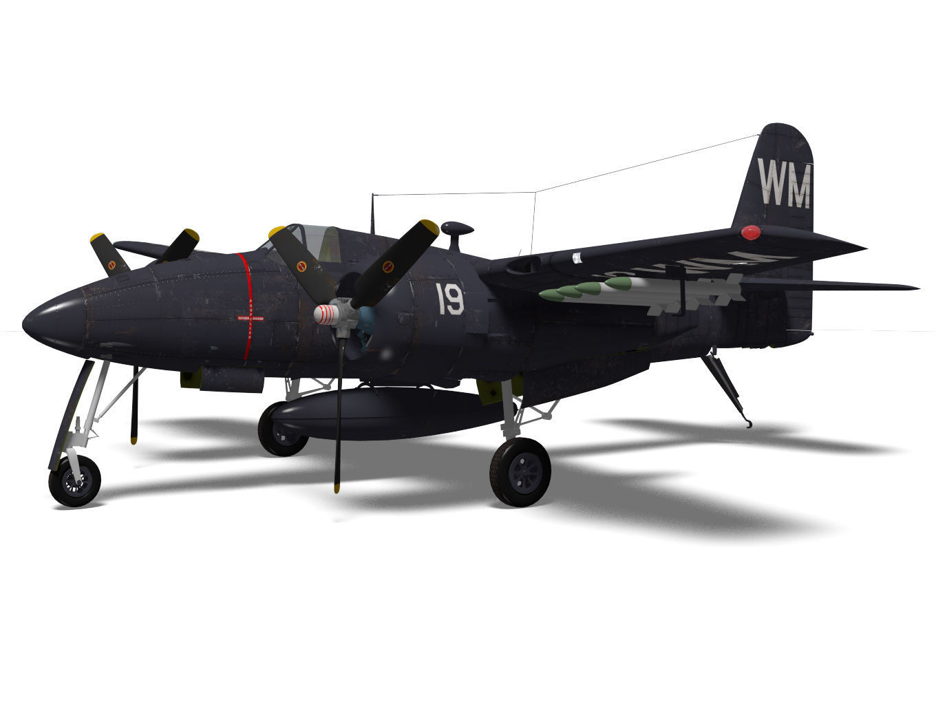 Grumman F7F Tigercat 3D model_5