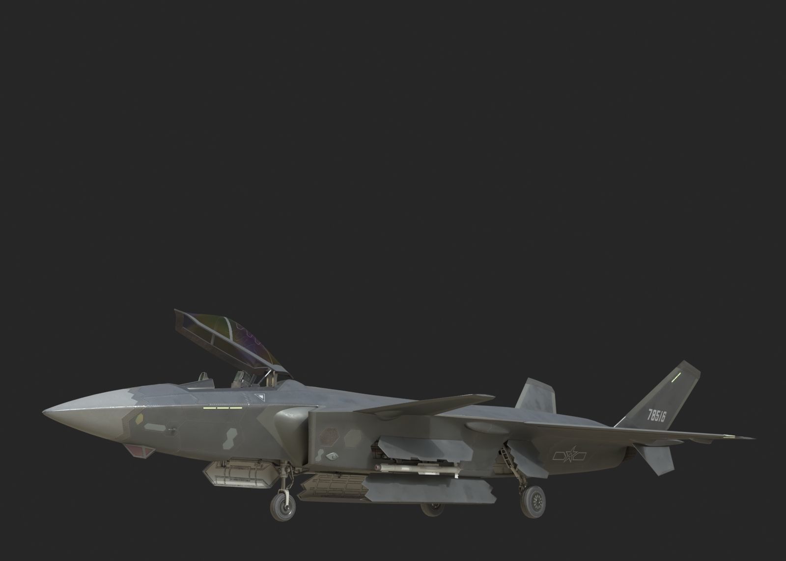 J20 stealth fighter j20 J20 J-20 Jian20 Chengdu Low-poly 3D model_5