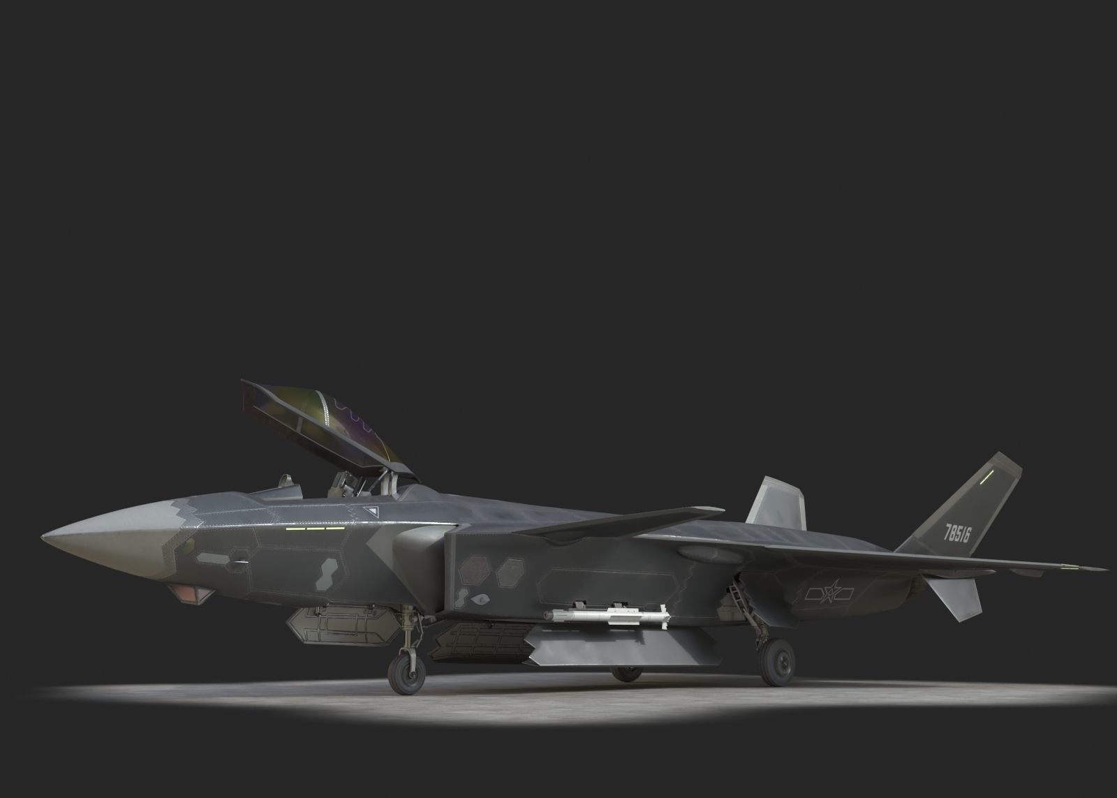 J20 stealth fighter j20 J20 J-20 Jian20 Chengdu Low-poly 3D model_3