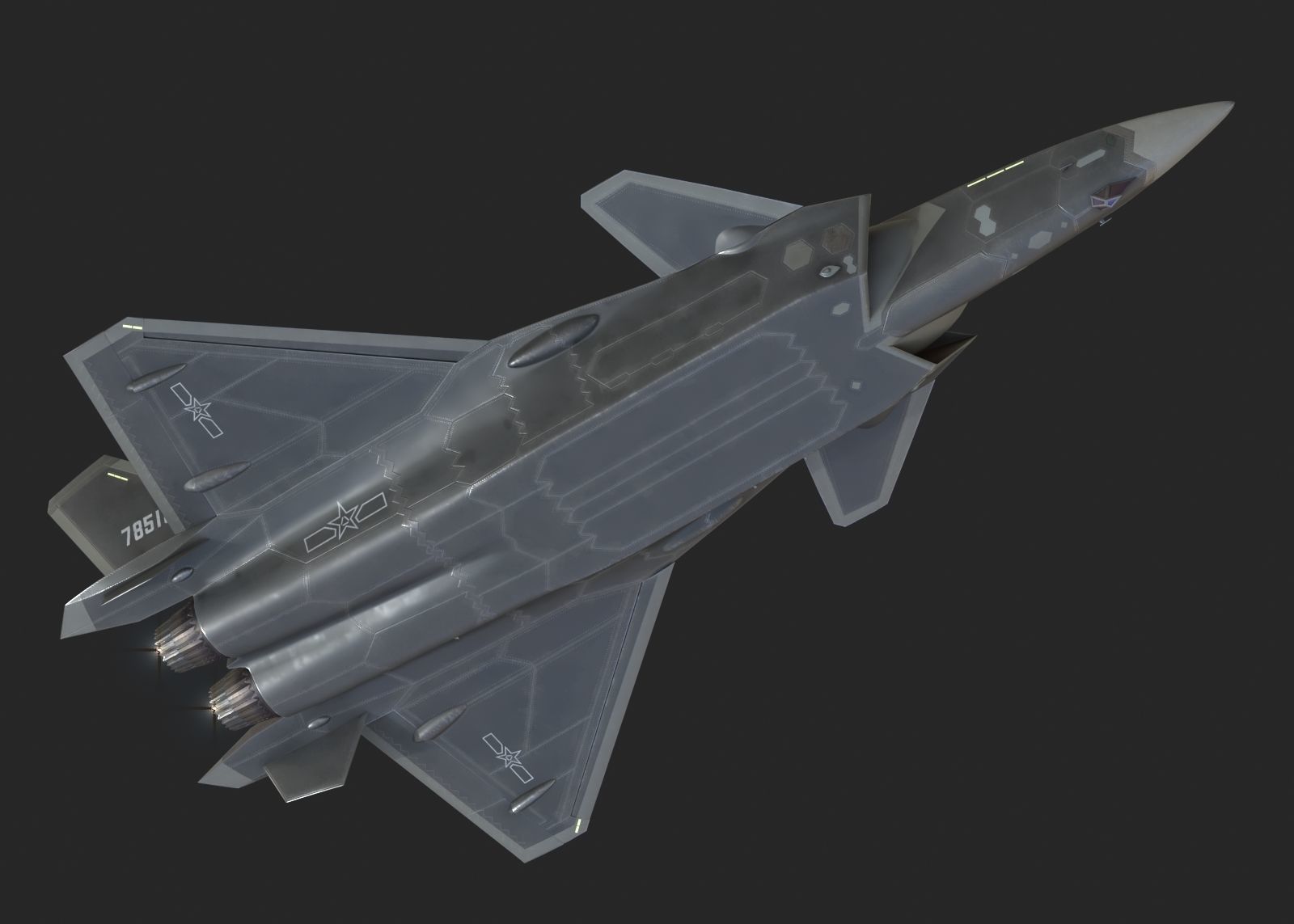 J20 stealth fighter j20 J20 J-20 Jian20 Chengdu Low-poly 3D model_23