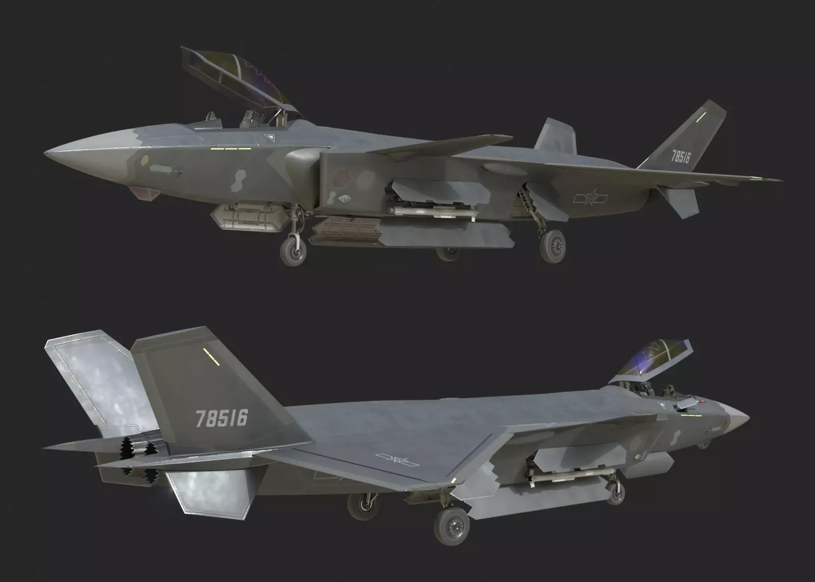J20 stealth fighter j20 J20 J-20 Jian20 Chengdu Low-poly 3D model_0