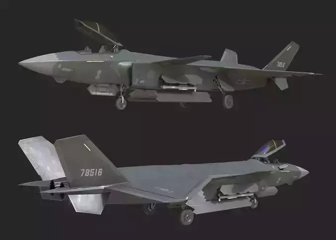J20 stealth fighter j20 J20 J-20 Jian20 Chengdu Low-poly 3D model