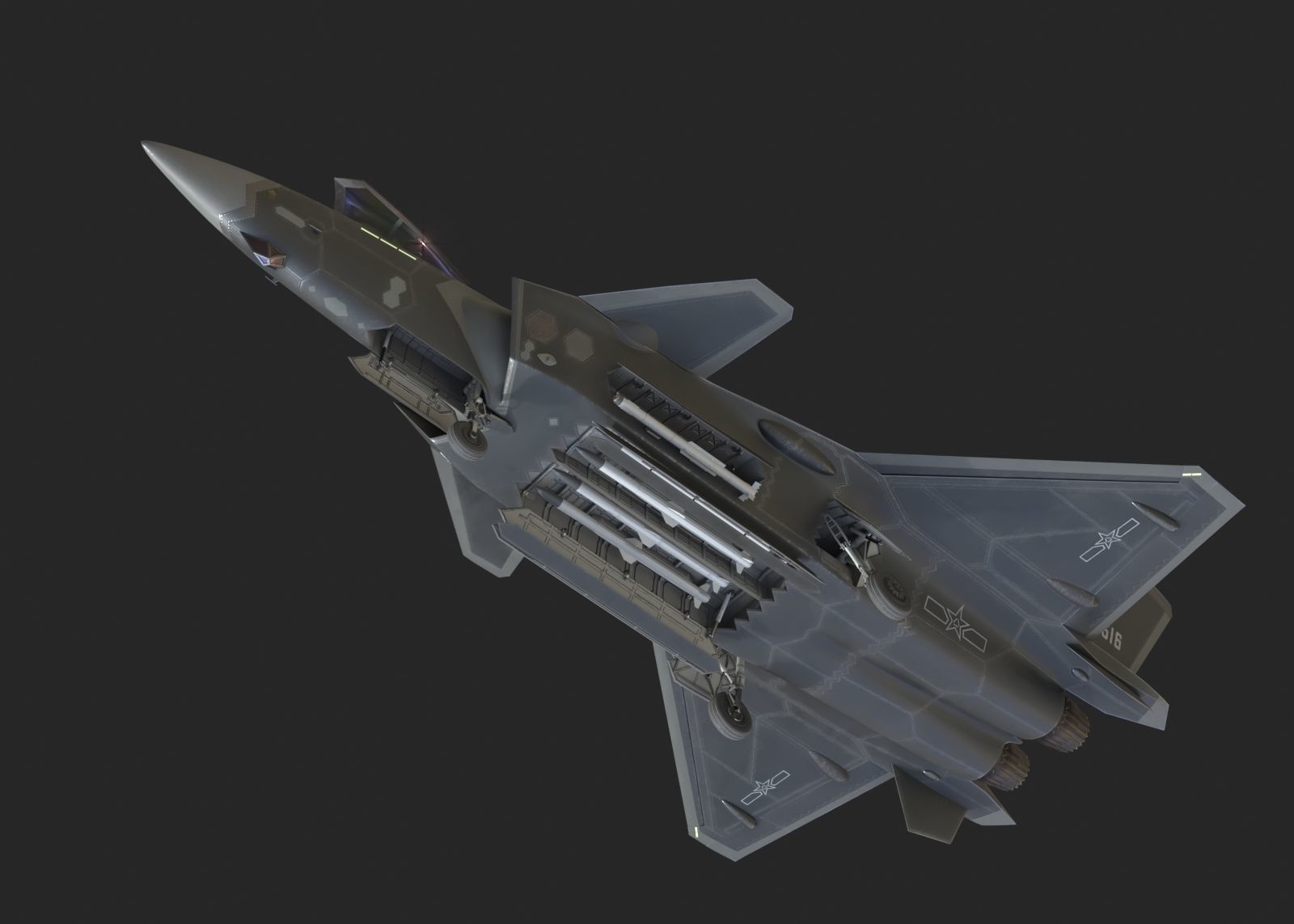 J20 stealth fighter j20 J20 J-20 Jian20 Chengdu Low-poly 3D model_21