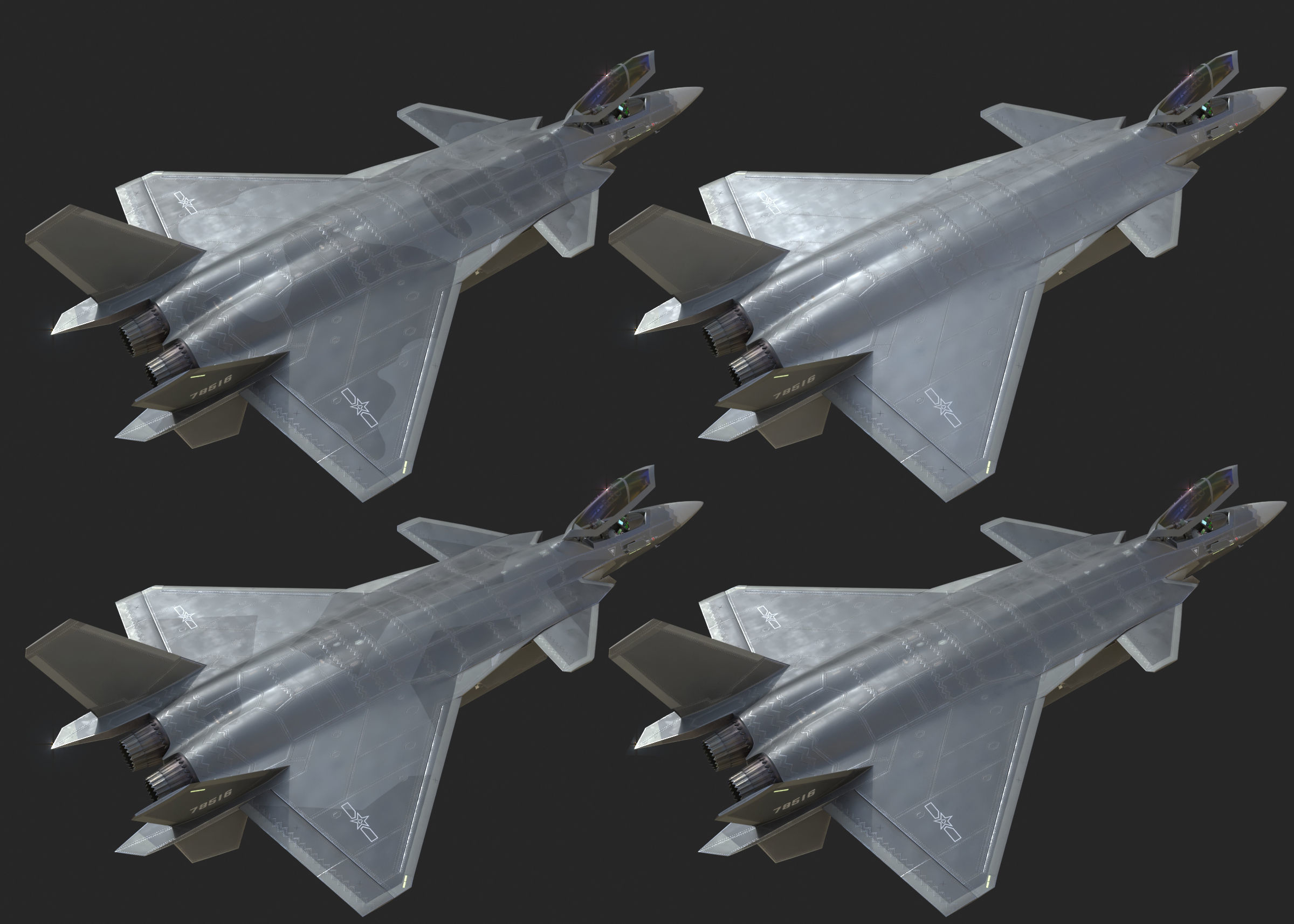 J20 stealth fighter j20 J20 J-20 Jian20 Chengdu Low-poly 3D model_6
