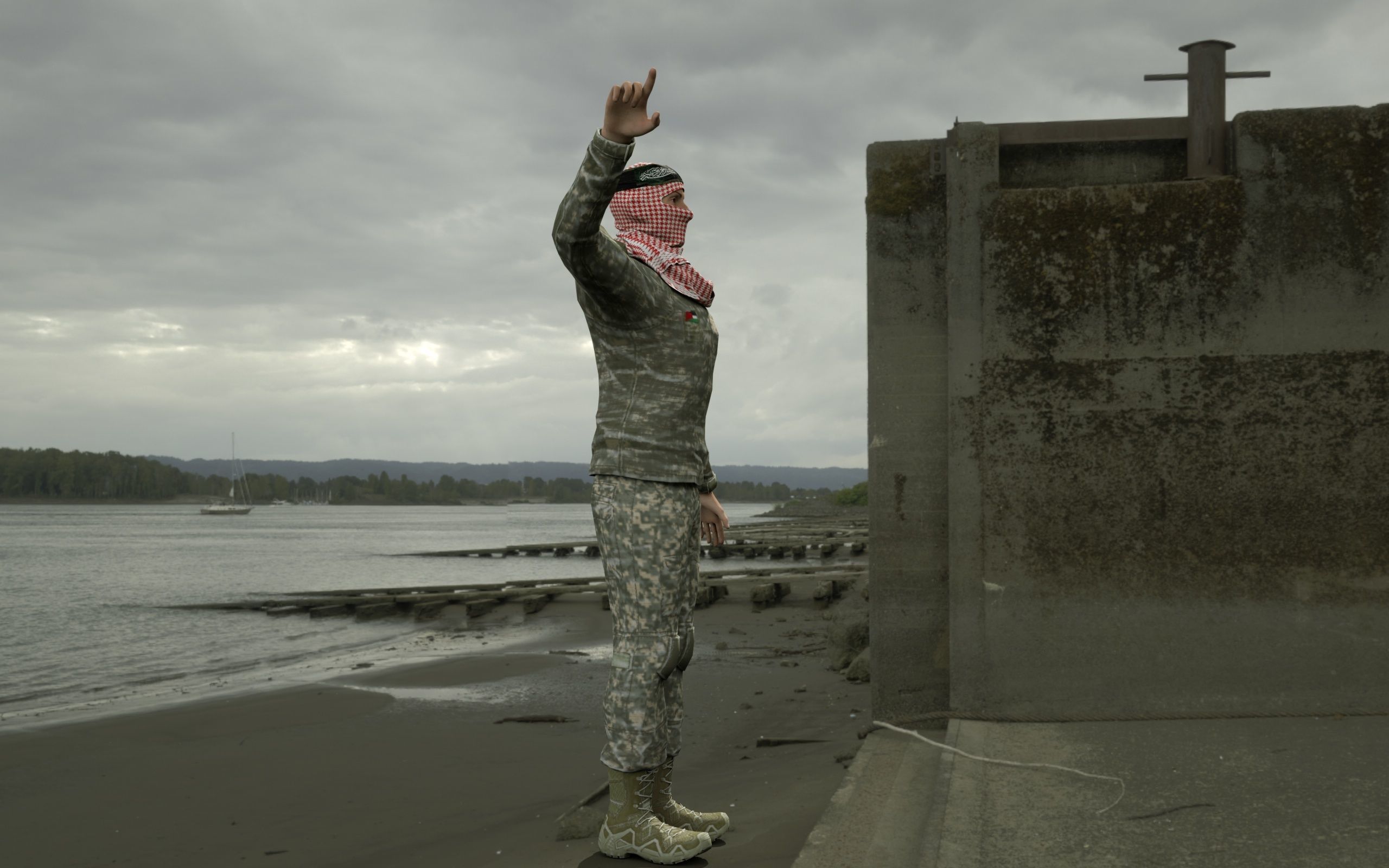  Al Qassam Brigades  Ebu Ubeyde soldier Low-poly 3D model_13