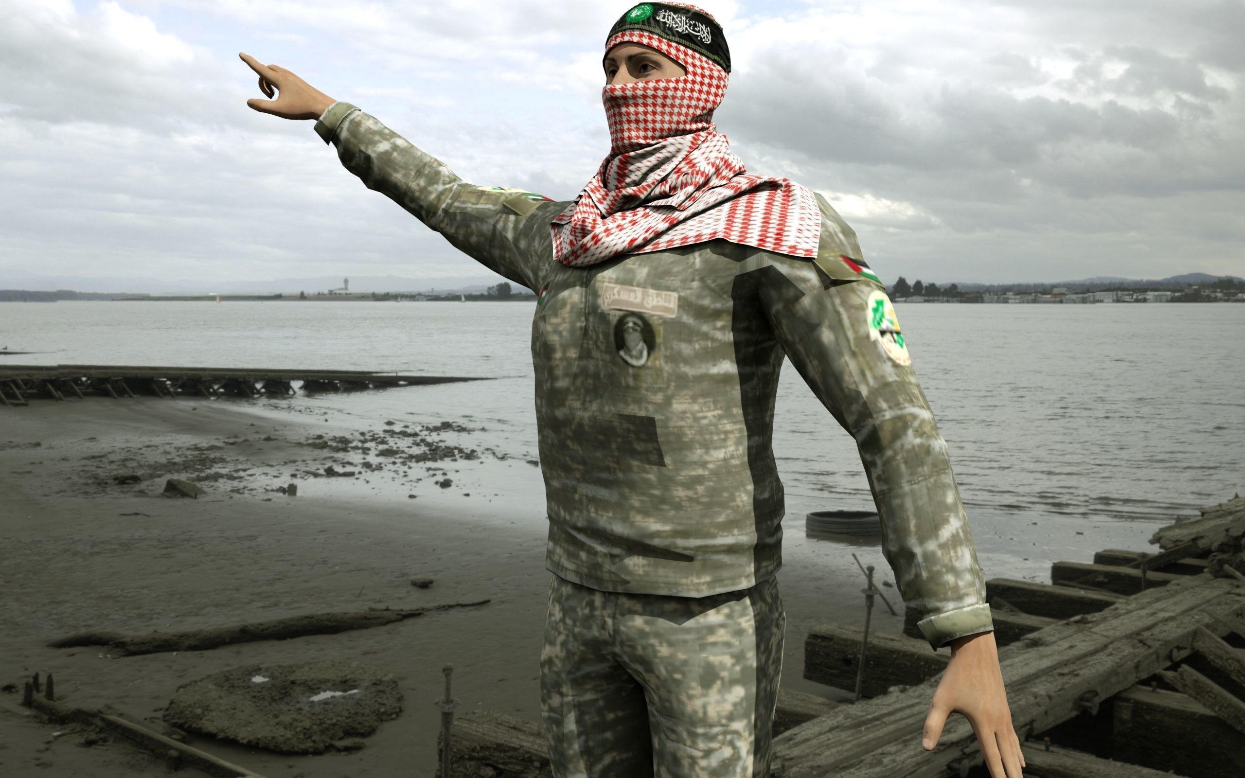  Al Qassam Brigades  Ebu Ubeyde soldier Low-poly 3D model_10