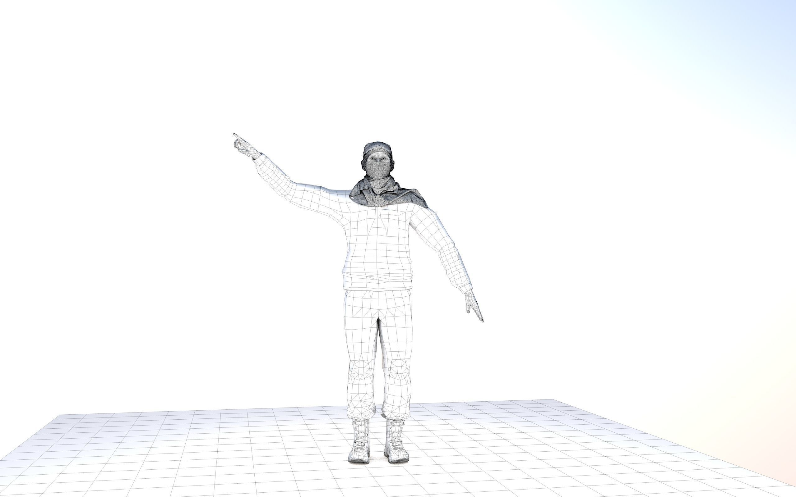  Al Qassam Brigades  Ebu Ubeyde soldier Low-poly 3D model_7