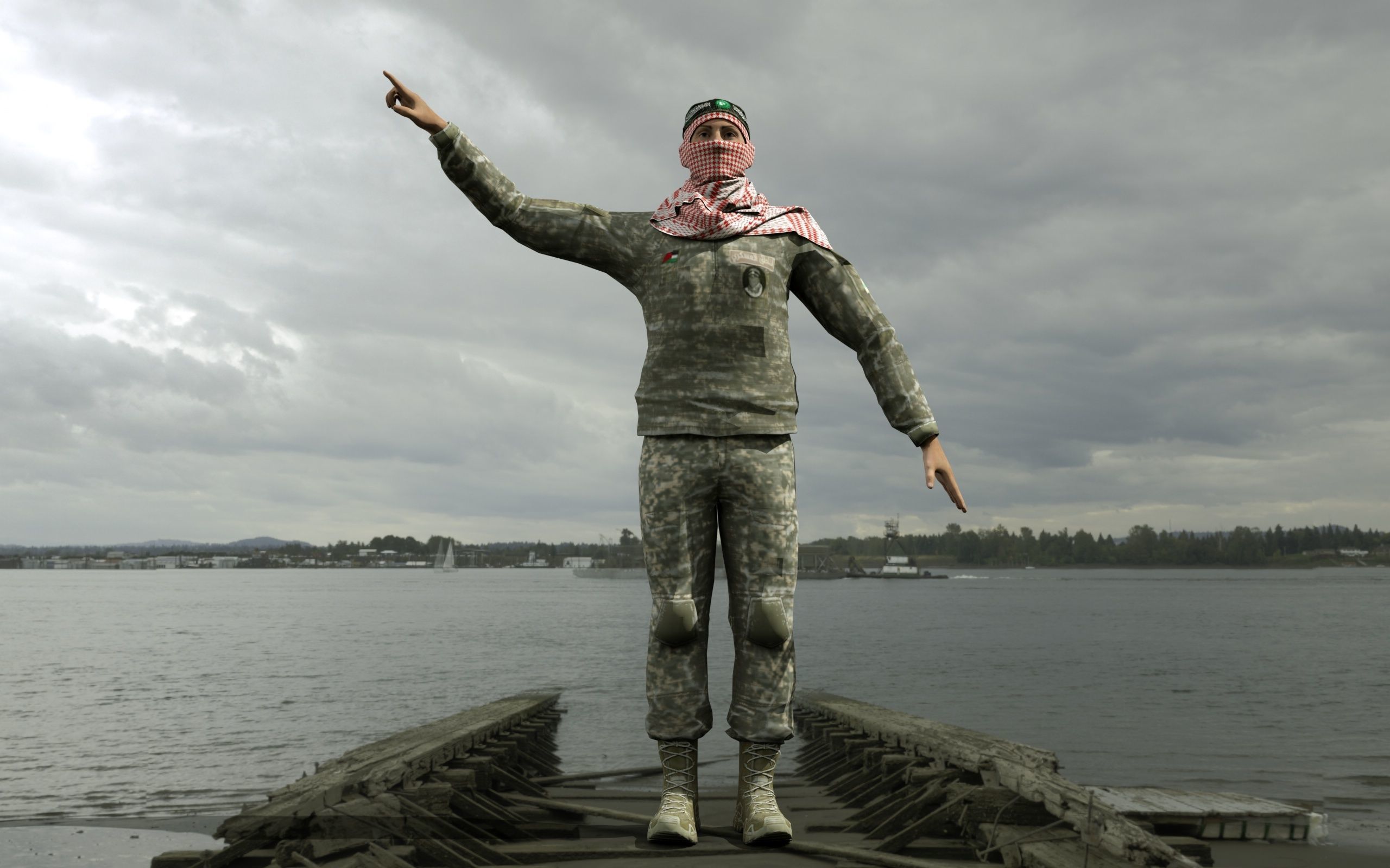  Al Qassam Brigades  Ebu Ubeyde soldier Low-poly 3D model_14