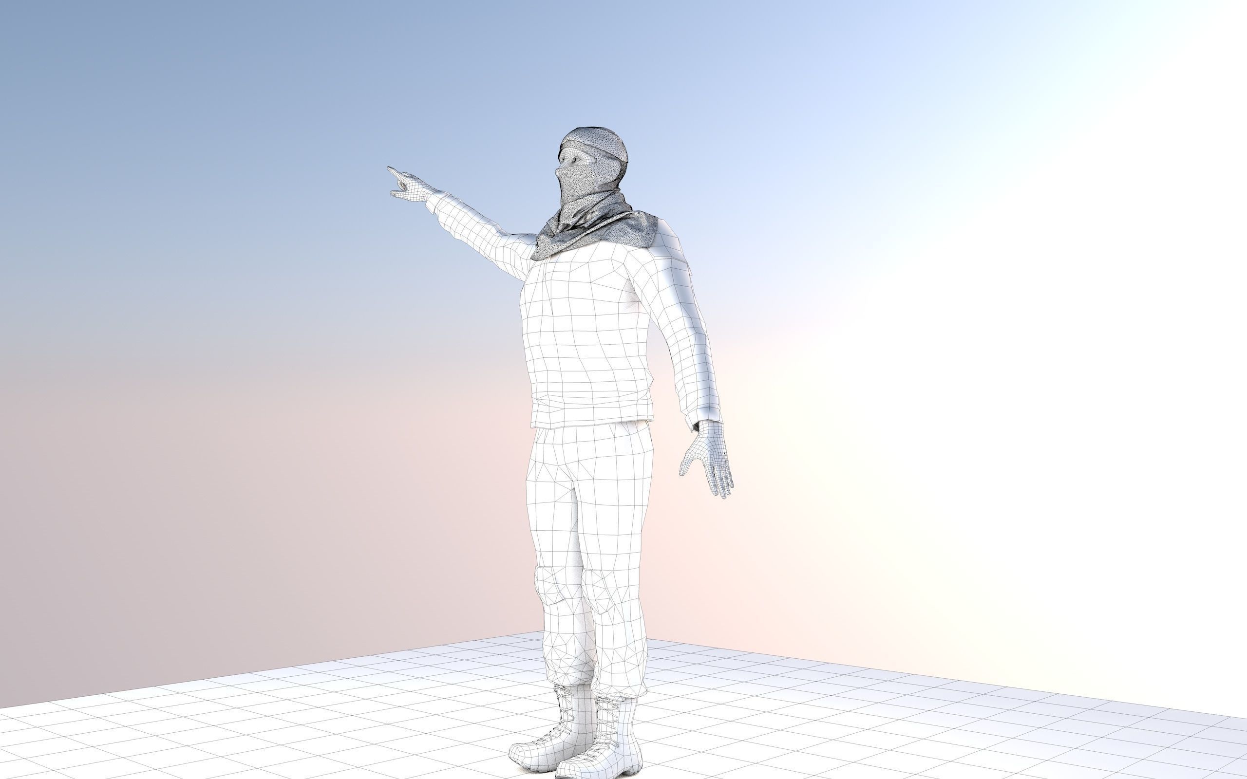  Al Qassam Brigades  Ebu Ubeyde soldier Low-poly 3D model_8