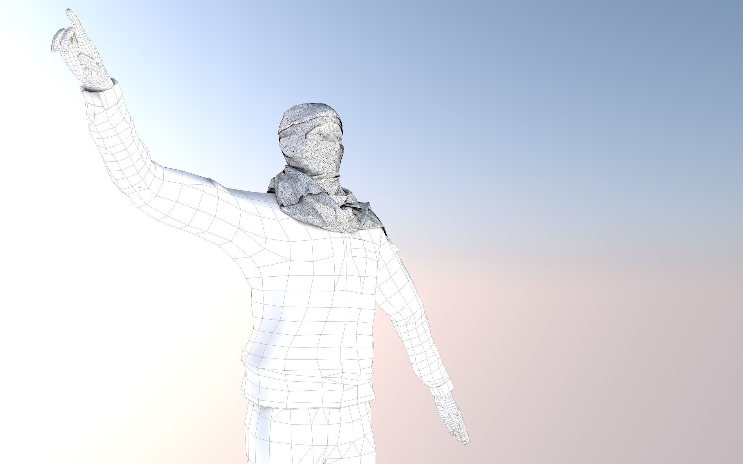  Al Qassam Brigades  Ebu Ubeyde soldier Low-poly 3D model_3