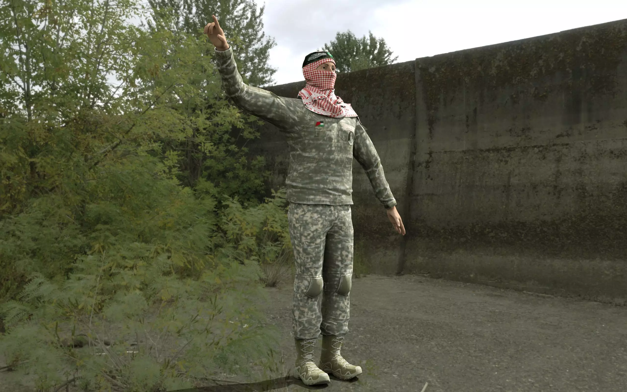  Al Qassam Brigades  Ebu Ubeyde soldier Low-poly 3D model_0