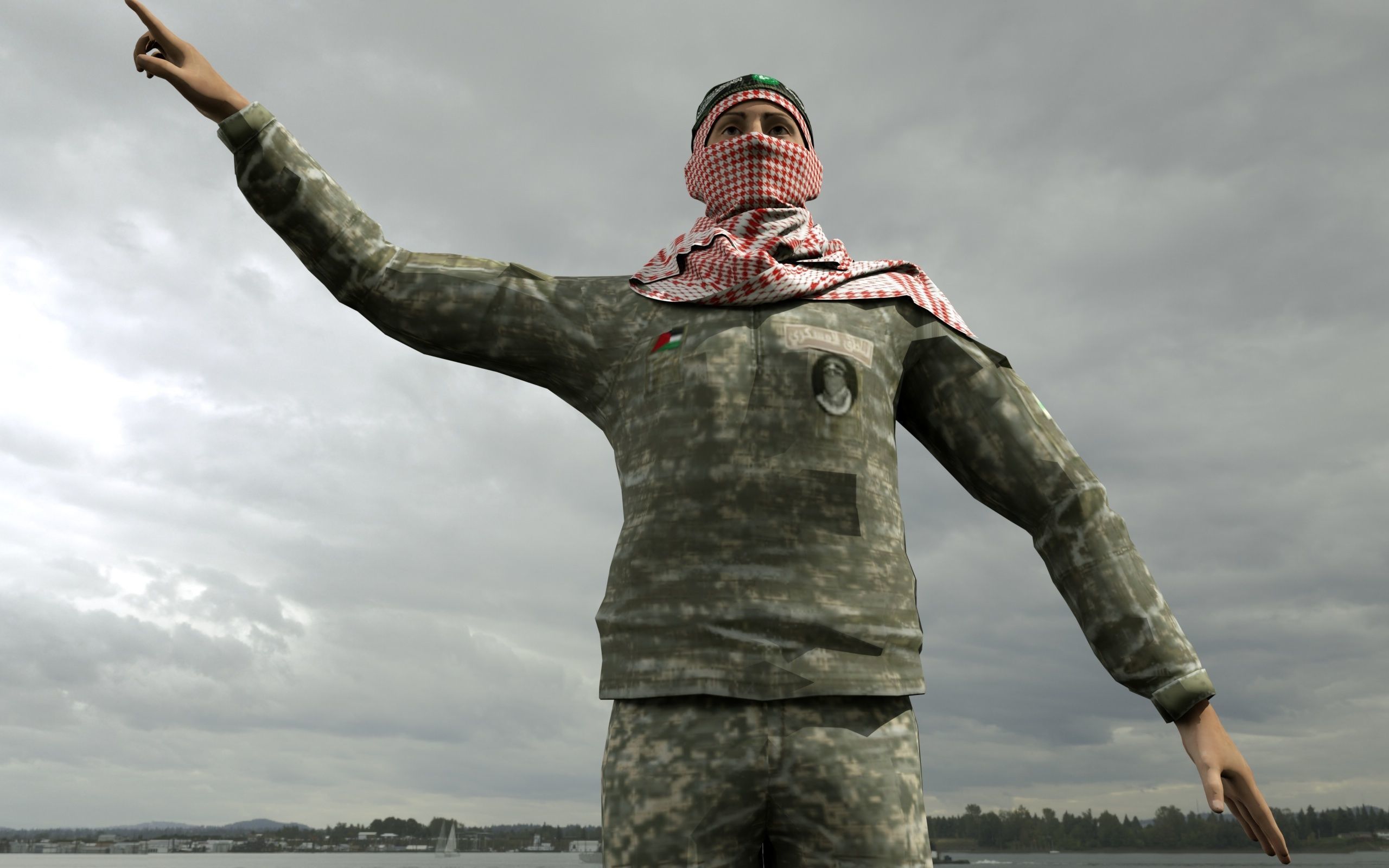  Al Qassam Brigades  Ebu Ubeyde soldier Low-poly 3D model_15