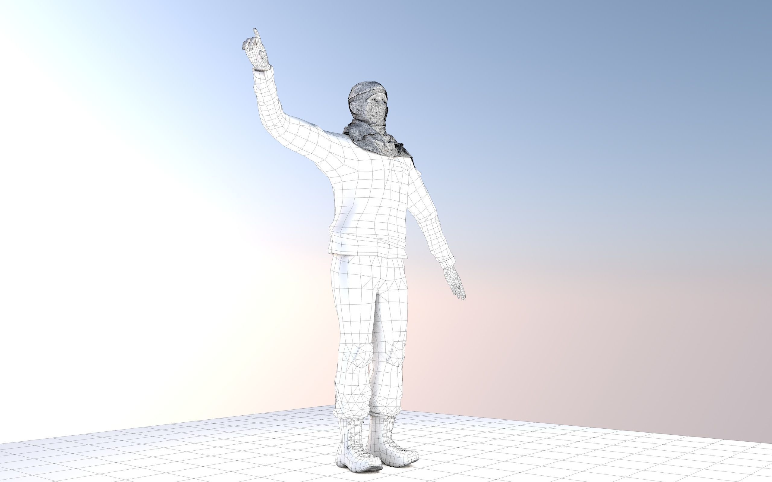  Al Qassam Brigades  Ebu Ubeyde soldier Low-poly 3D model_2