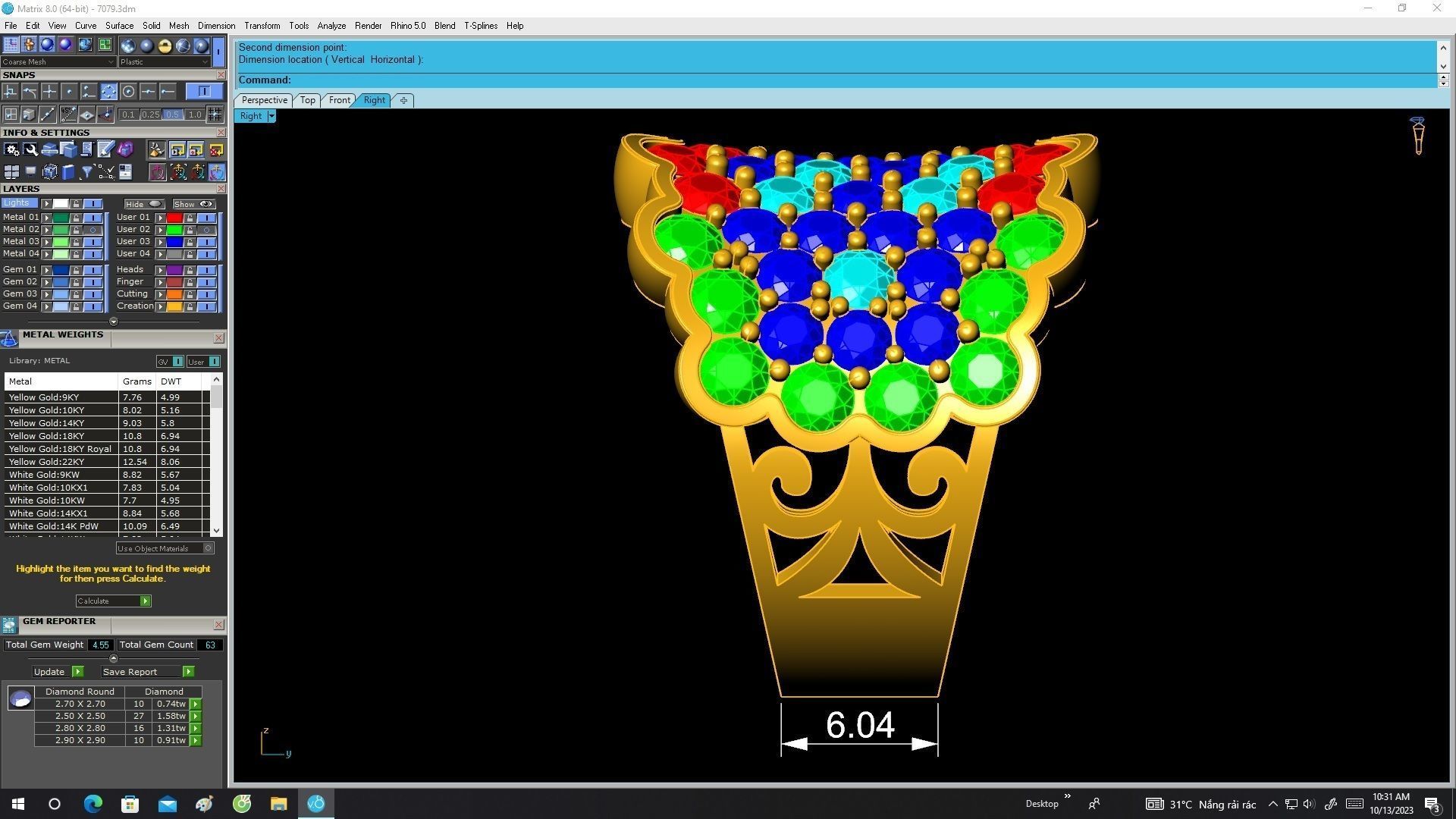 7079 Non Traditional Diamond Fashion Ring For Women 3D print model_7