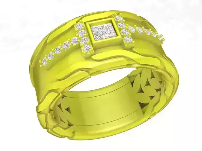C Letter Diamond Women Ring 3D Print Model A5233