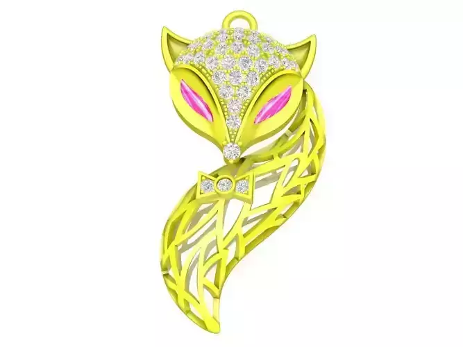 Diamond Fox Pendant 3D Print Model A7122