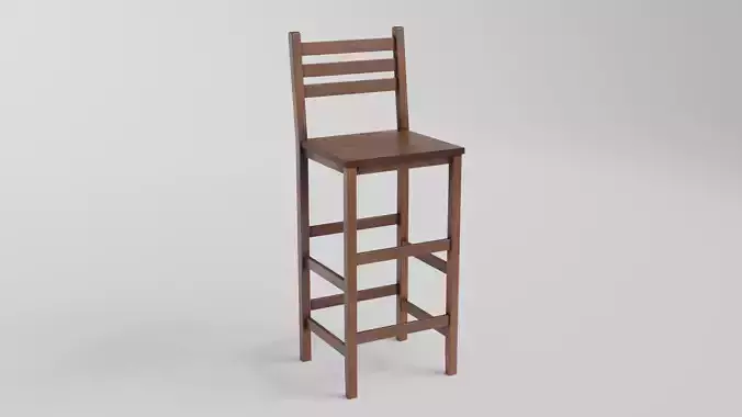 LowPoly Wooden Bar Chair GameReady Asset