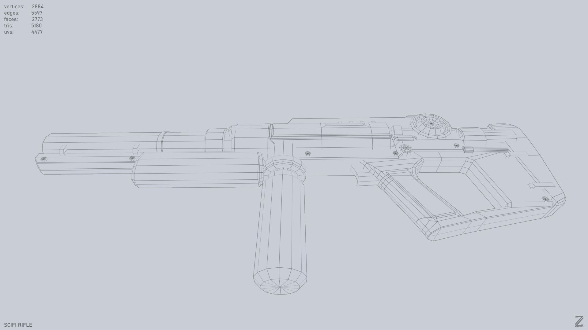 Scifi rifle Low-poly 3D model_12