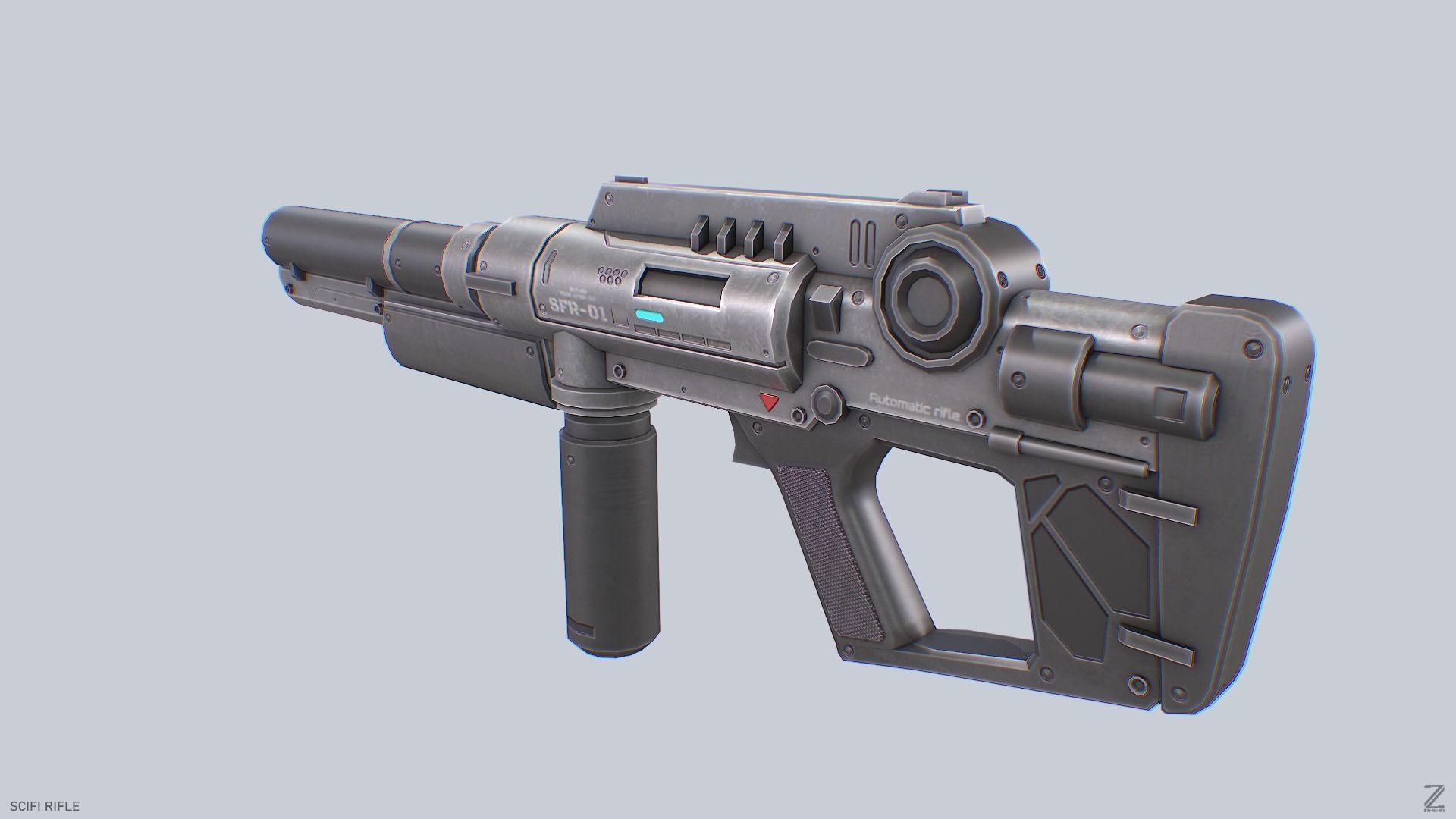 Scifi rifle Low-poly 3D model_3