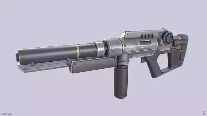 Scifi rifle Low-poly 3D model