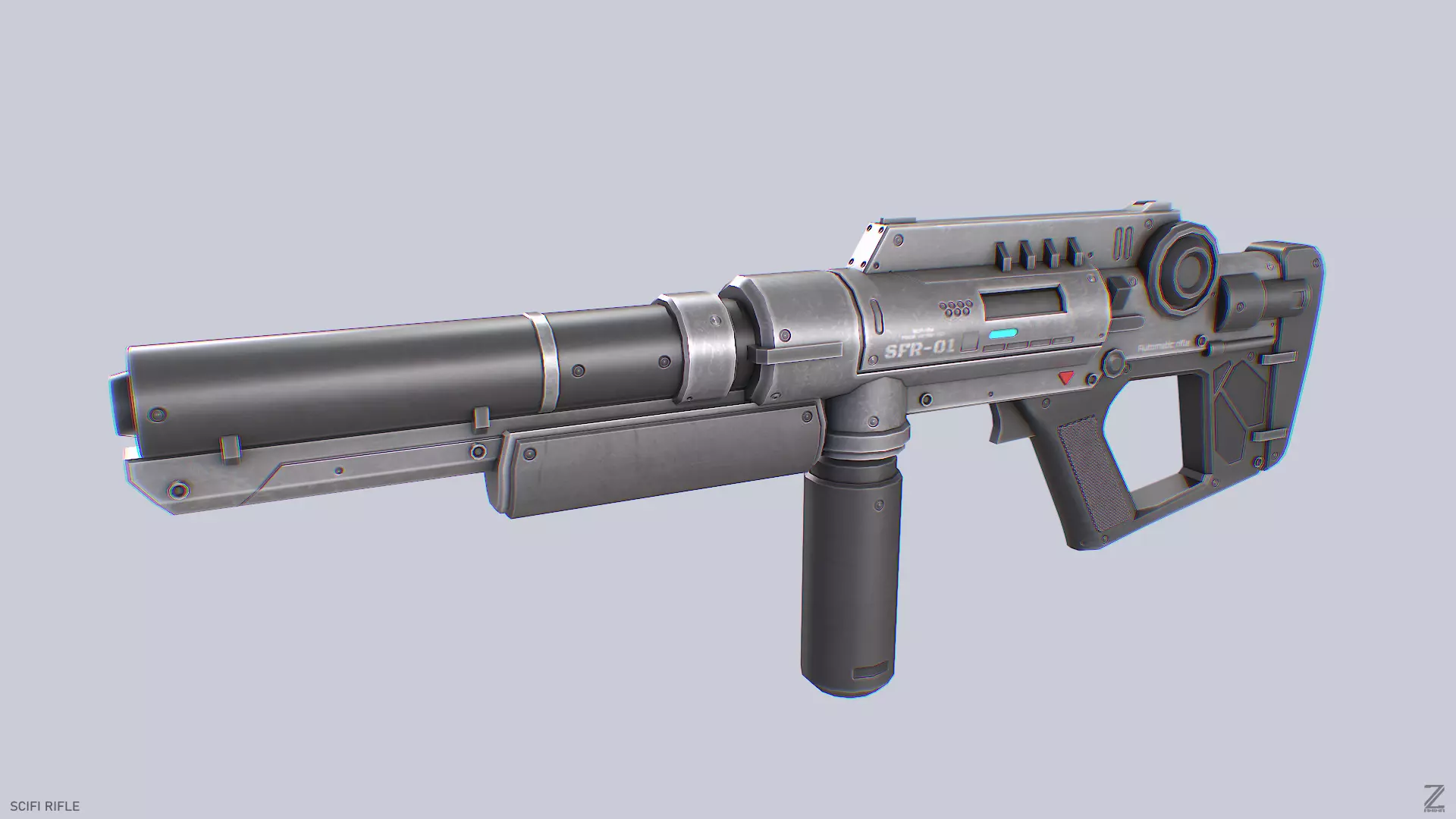 Scifi rifle Low-poly 3D model_0