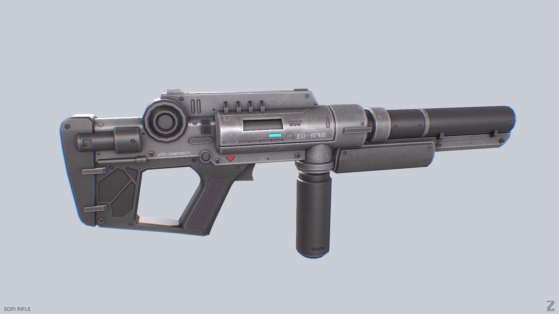 Scifi rifle Low-poly 3D model_7