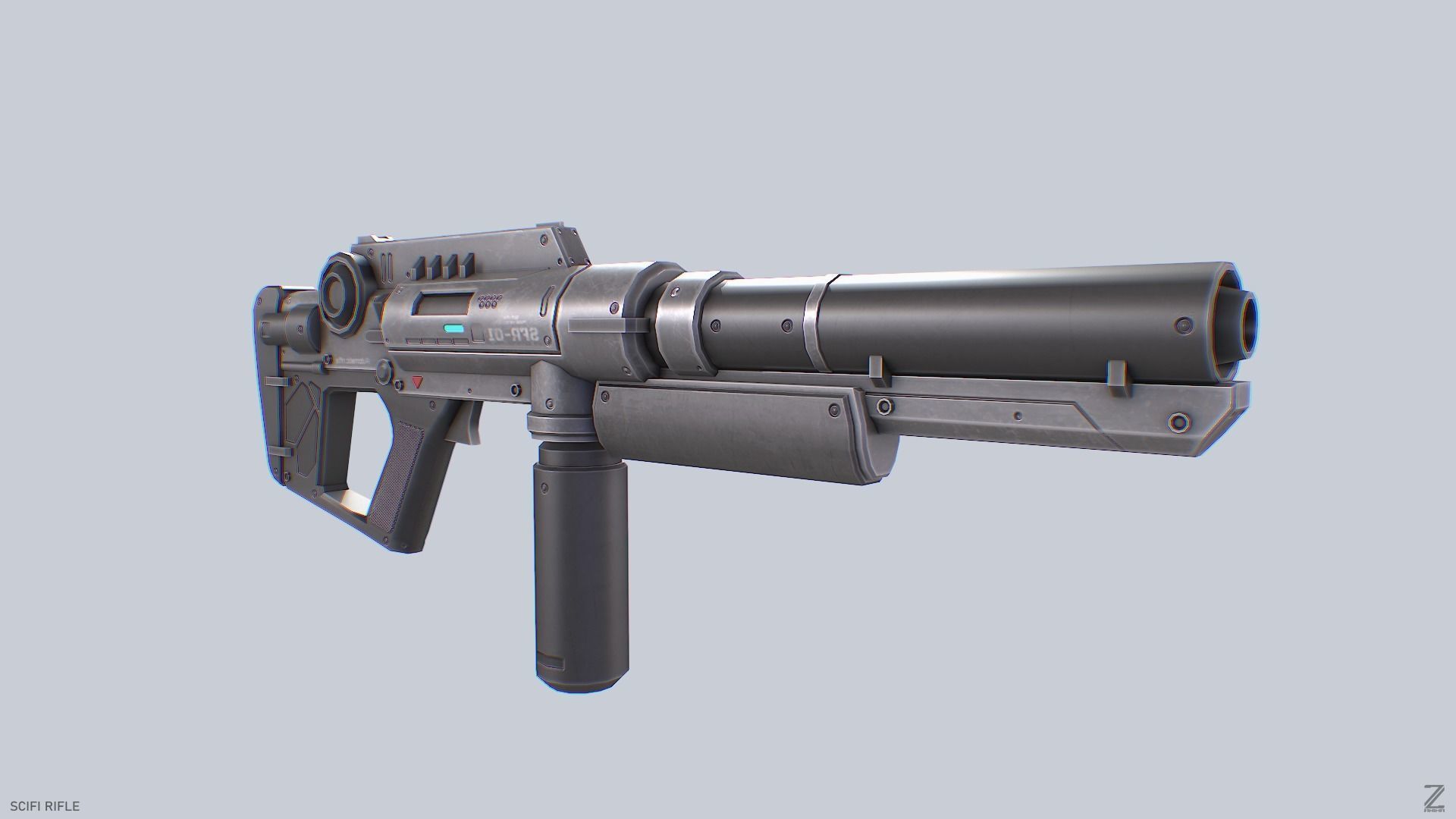 Scifi rifle Low-poly 3D model_6