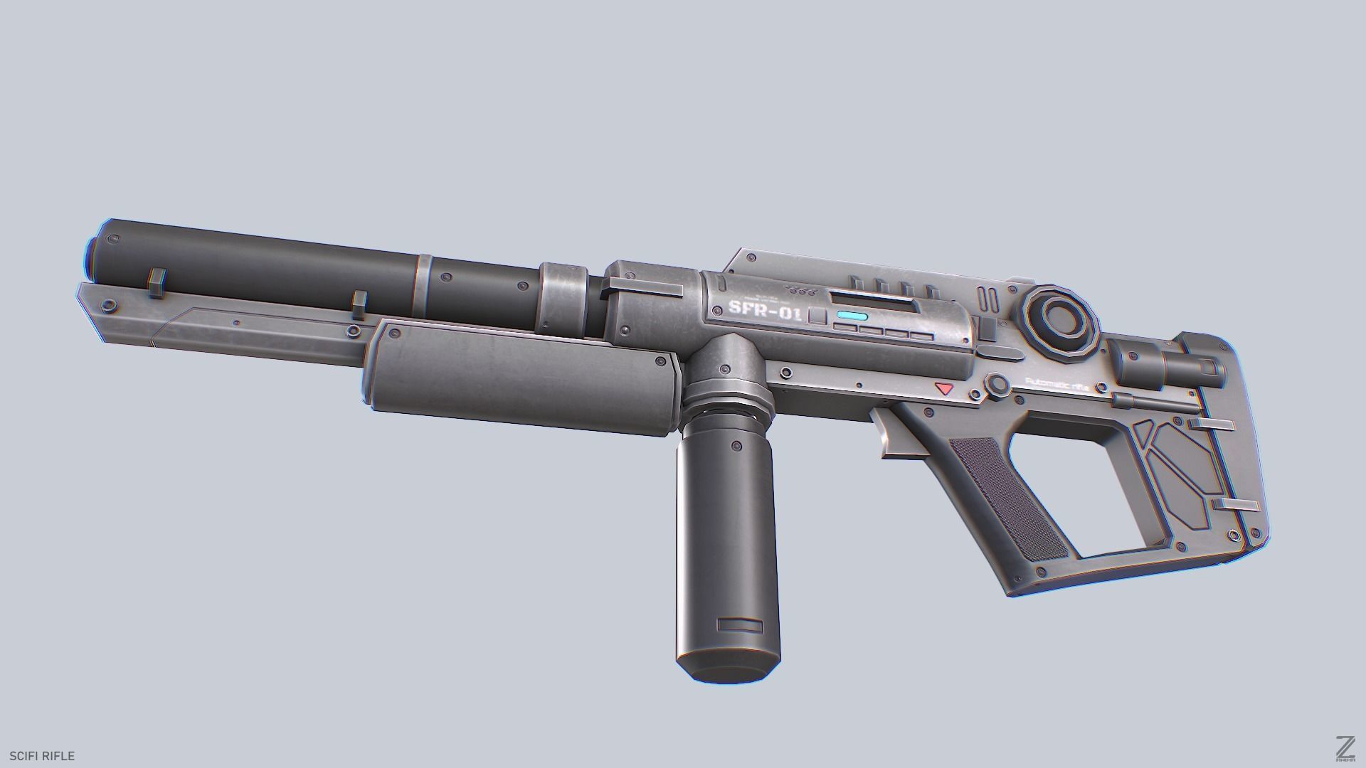 Scifi rifle Low-poly 3D model_4