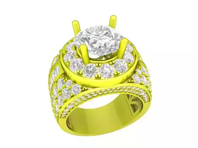 Luxury Diamond Vintage Men Ring 3D Print Model A7127