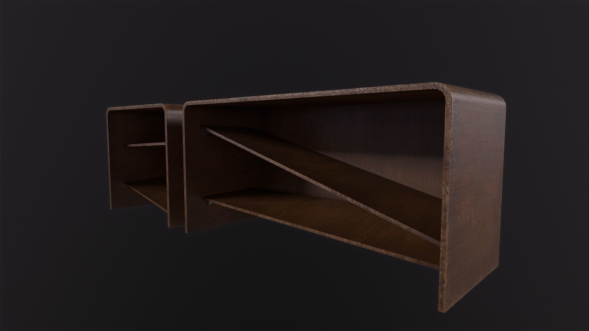 Old Wooden Bookcase 3D Model Low-poly 3D model_3