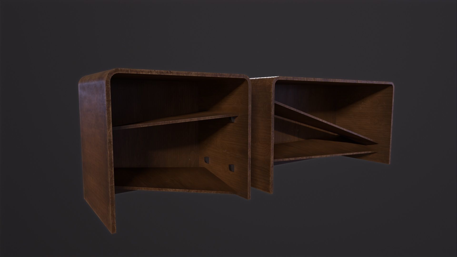 Old Wooden Bookcase 3D Model Low-poly 3D model_2