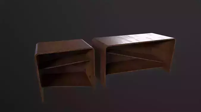 Old Wooden Bookcase 3D Model