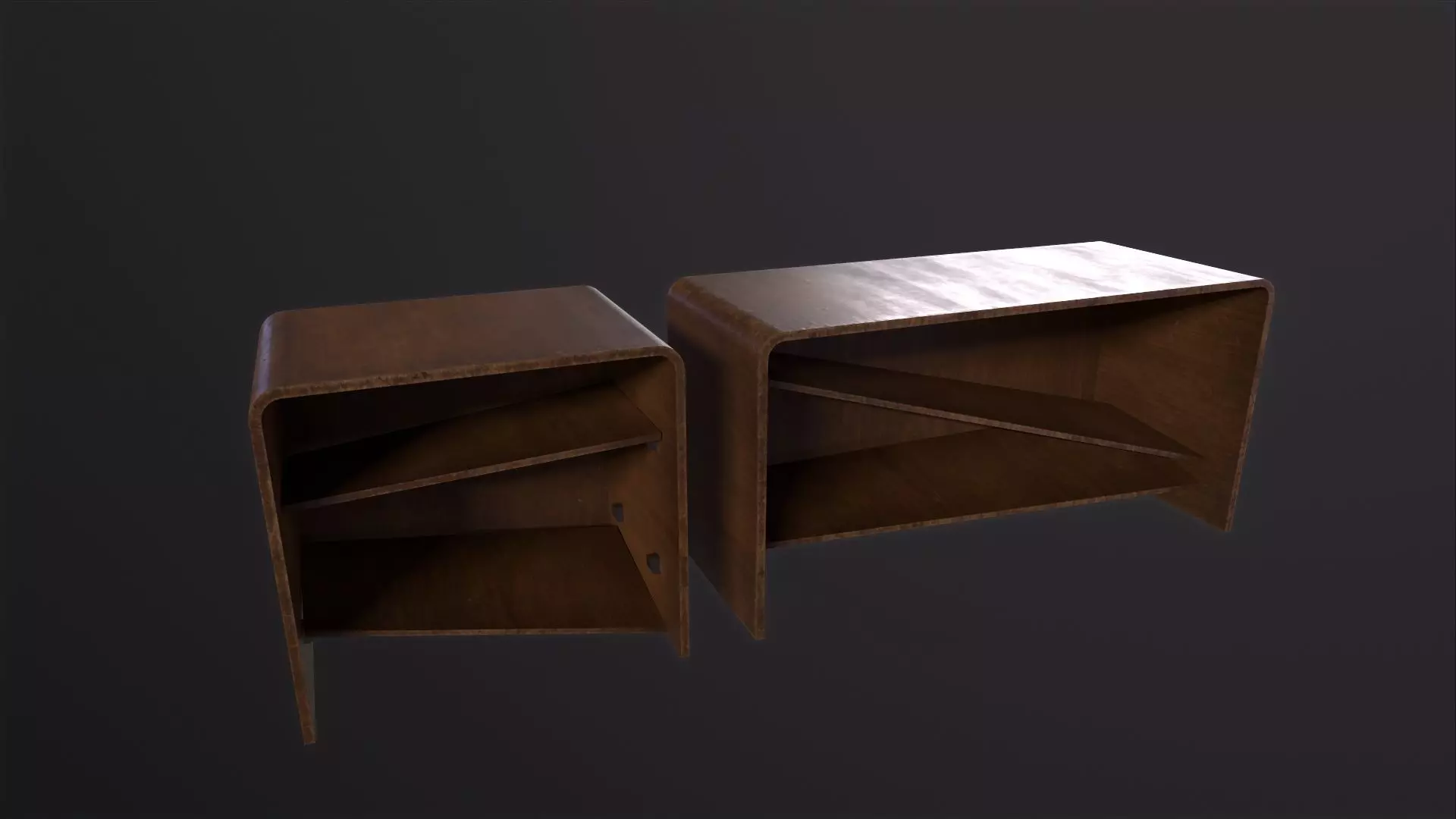 Old Wooden Bookcase 3D Model Low-poly 3D model_0