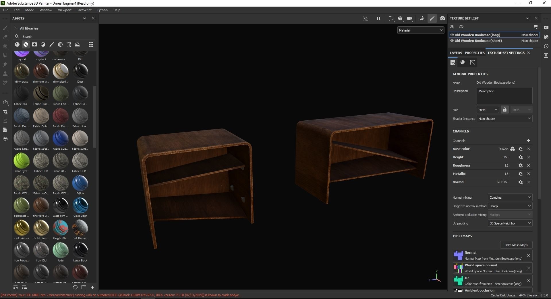 Old Wooden Bookcase 3D Model Low-poly 3D model_7