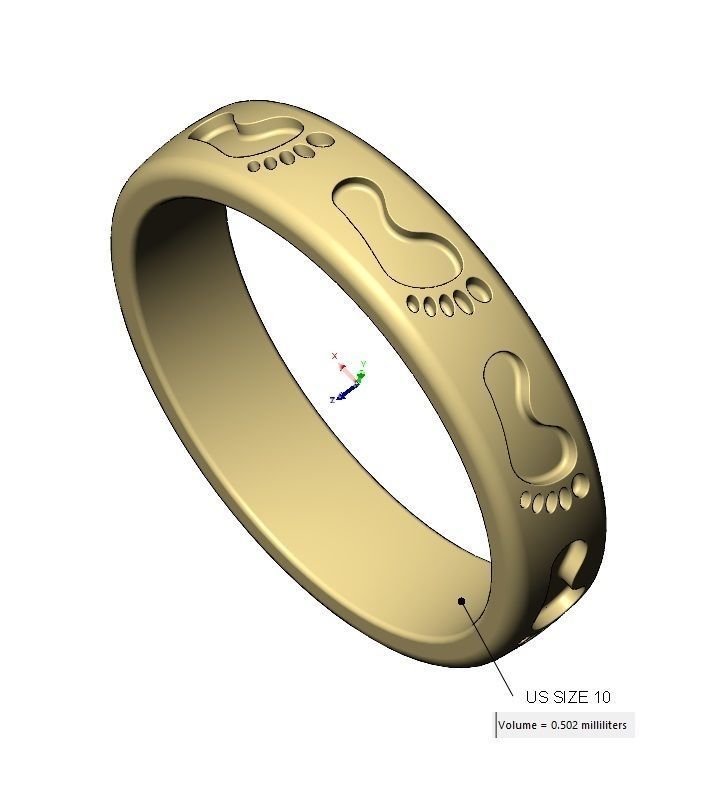 Footprint pattern band US sizes 7to10 3D print model_17