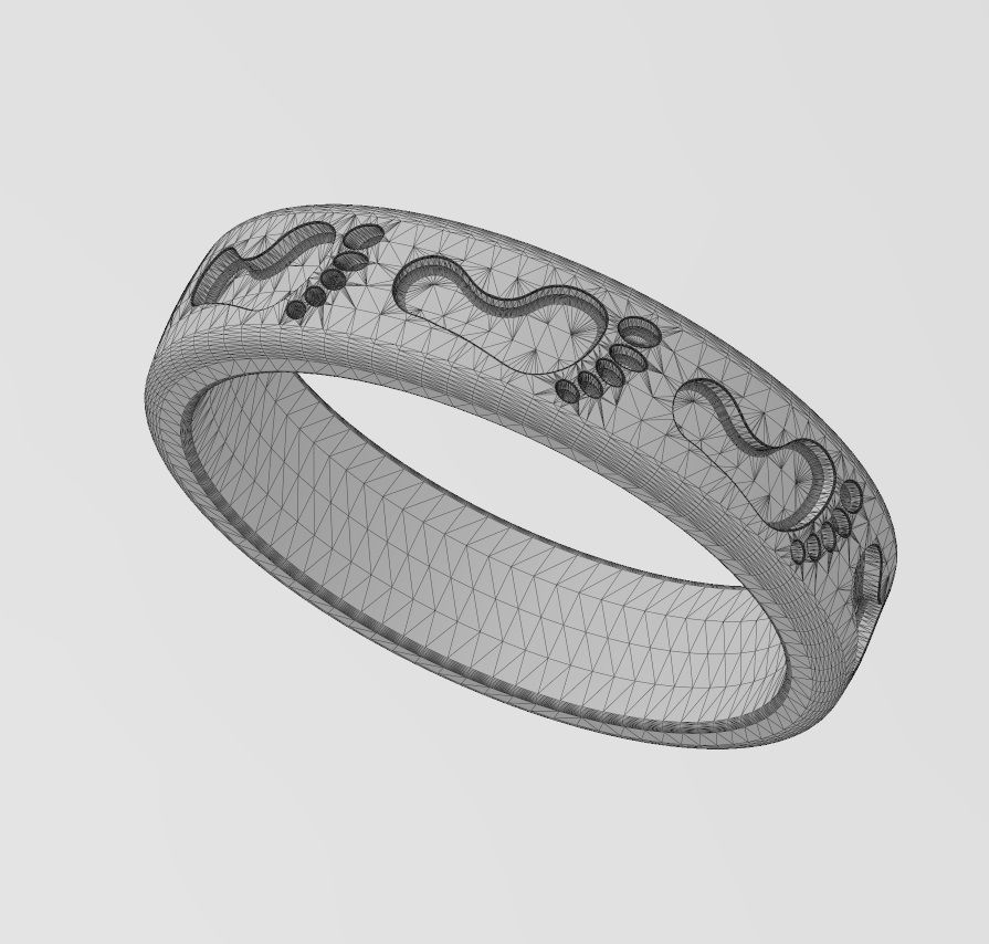 Footprint pattern band US sizes 7to10 3D print model_14