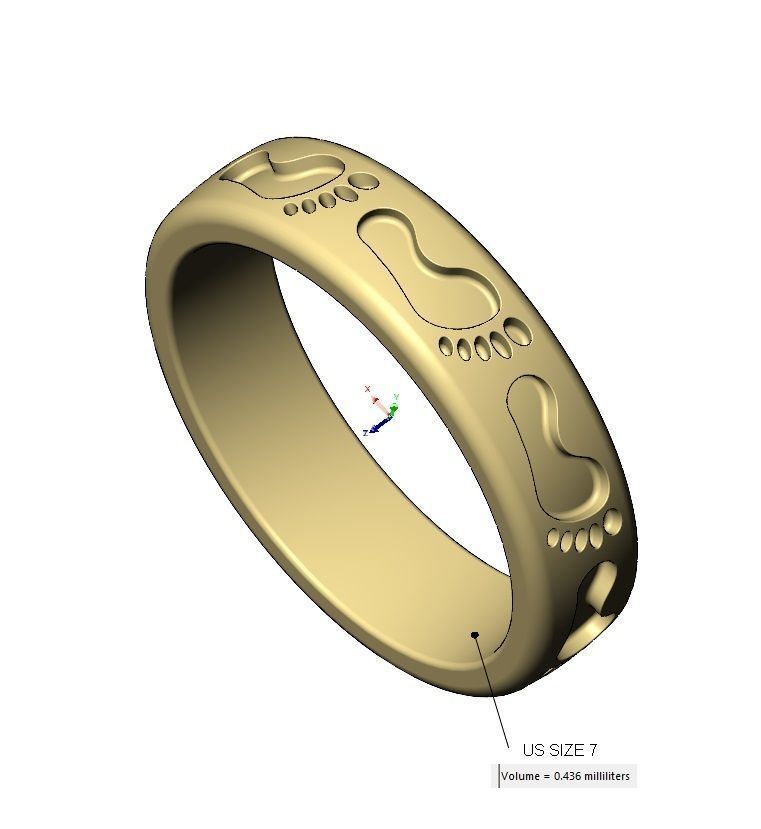 Footprint pattern band US sizes 7to10 3D print model_16